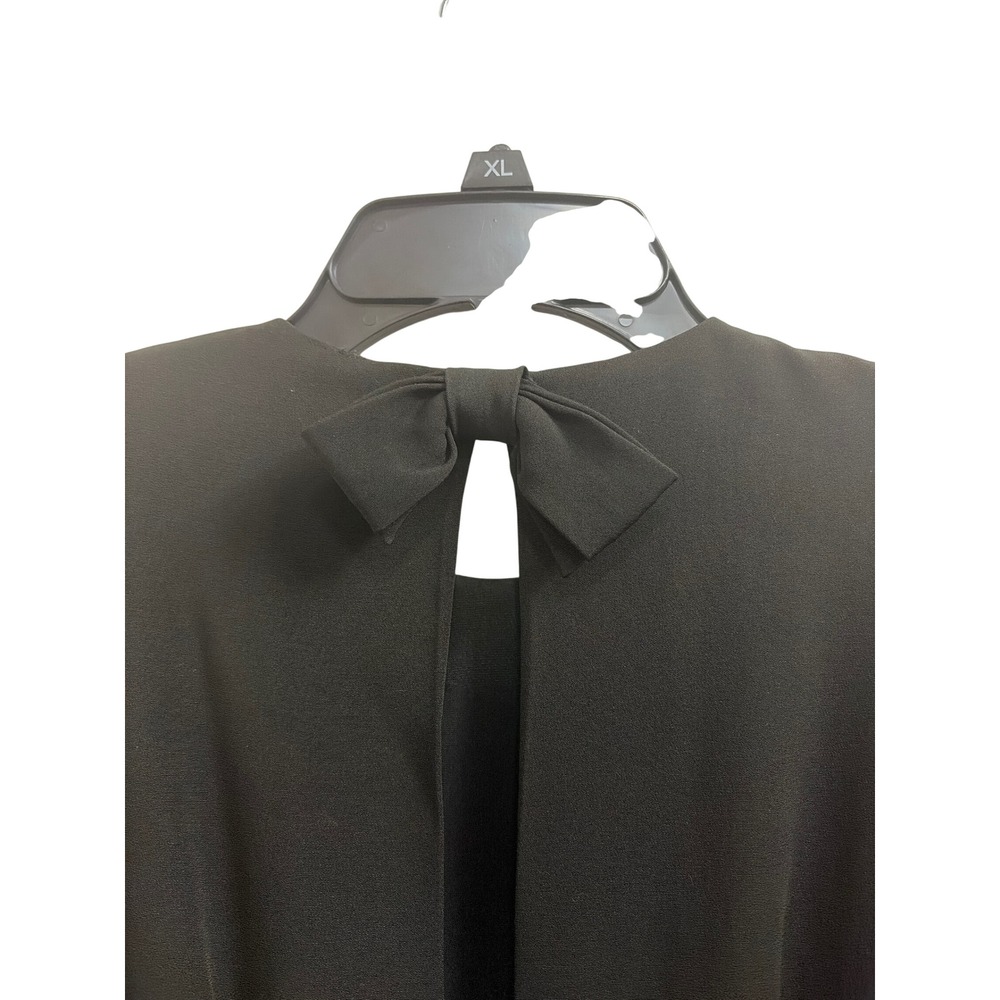 Albert Nipon Dress Vintage 80s Cocktail Womens 6 Black Gold Metallic Trim Sheath - Picture 5 of 8
